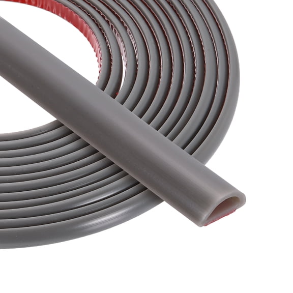 Uxcell 16.4FT Silicone D Shape Weather Stripping, 2Pcs Self Adhesive Door Seal, Grey
