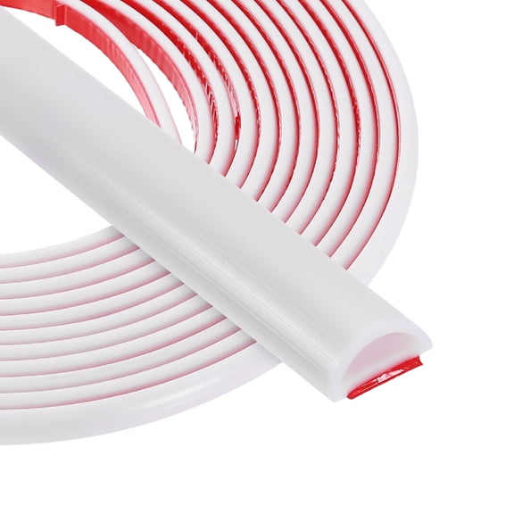 Uxcell 16.4FT Silicone D Shape Weather Stripping, 2Pcs Self Adhesive Door Seal, White