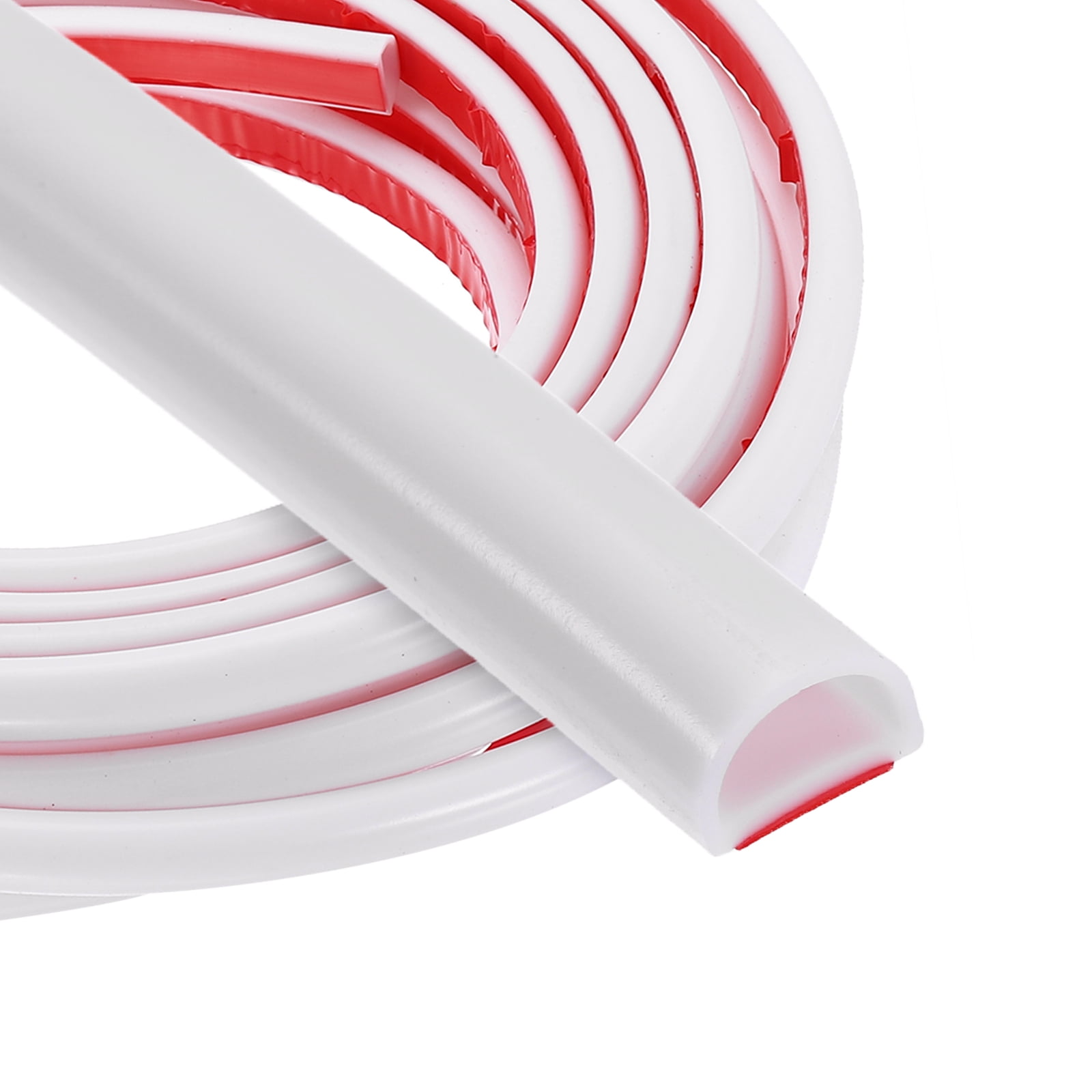 Uxcell 16.4FT Silicone D Shape Weather Stripping, 2Pcs Self Adhesive Doors Seal, White