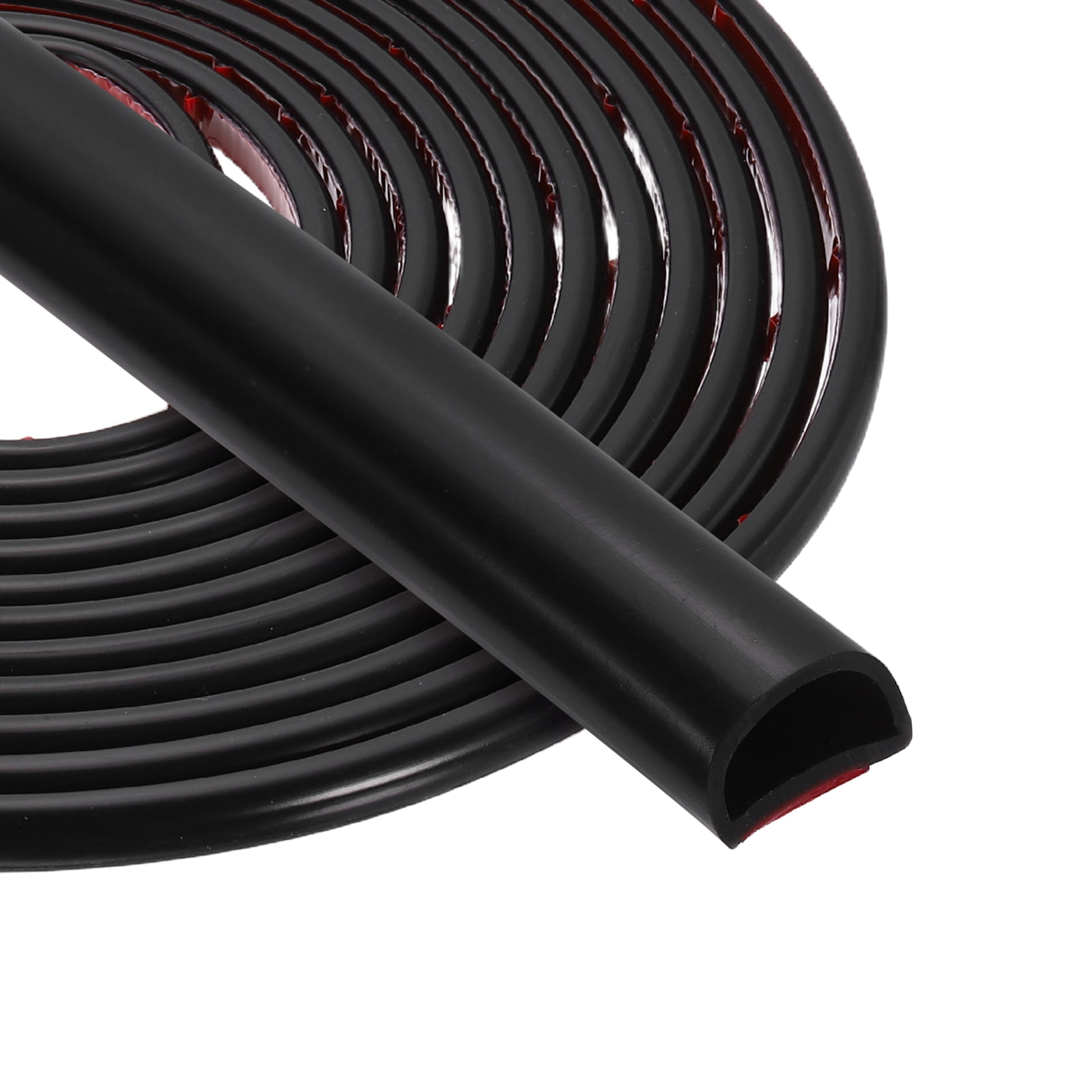 Uxcell 16.4FT Silicone D Shape Weather Stripping, 2Pcs Self Adhesive Doors Seals, Black