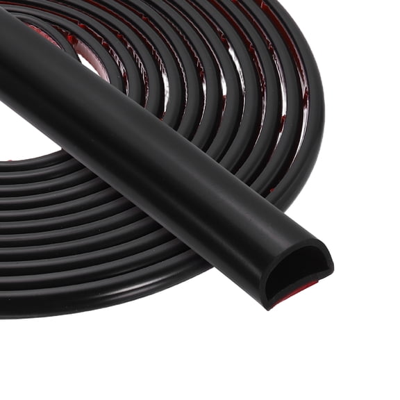 Uxcell 16.4FT Silicone D Shape Weather Stripping, 2Pcs Self Adhesive Doors Seals, Black