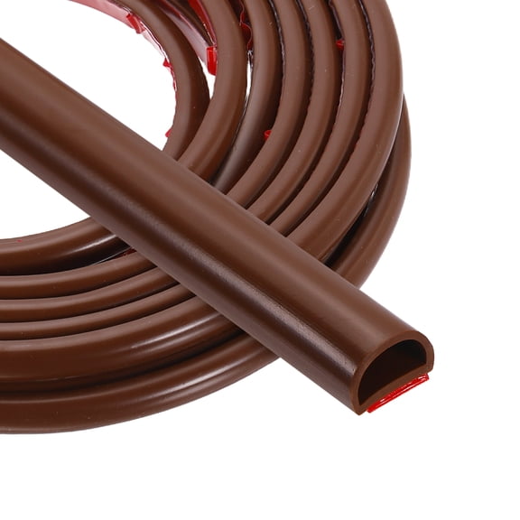 Uxcell 16.4FT Silicone D Shape Weather Stripping, 2Pcs Self Adhesive Doors Seals, Brown