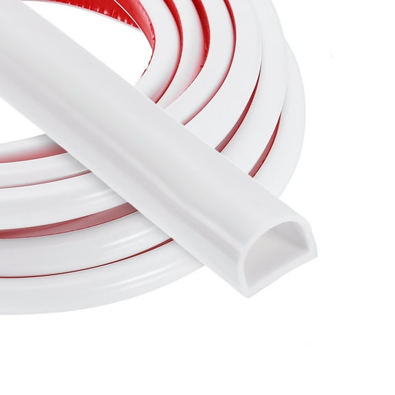 Uxcell 16.4FT Silicone D Shape Weather Stripping, 2Pcs Self Adhesive Doors Seals, White
