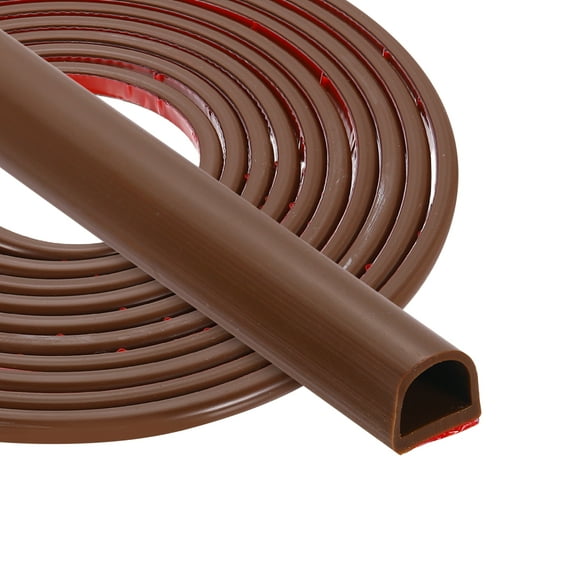Uxcell 16.4FT Silicone D Shape Weather Stripping, Self Adhesive Seals, Brown