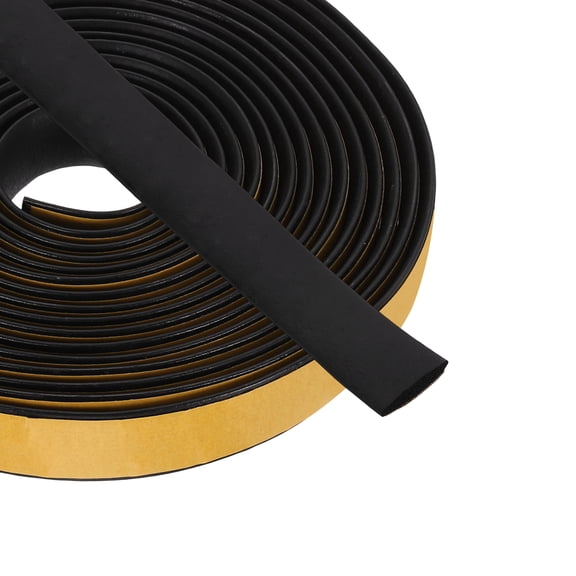 Uxcell 16.4FT Solid Rubber Weather Stripping, 2Pcs Self Adhesive EPDM Seal, Black