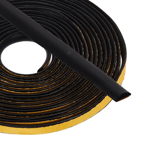 Uxcell 16.4FT Solid Rubber Weather Stripping, 2Pcs Self Adhesive EPDM Seal Strip, Black