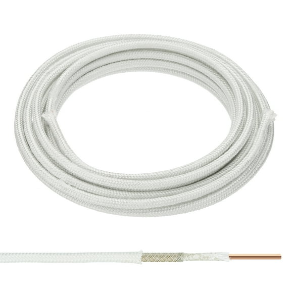 Uxcell 16.4Ft 11AWG Mica Glass Fiber Solid Electric Wire, White