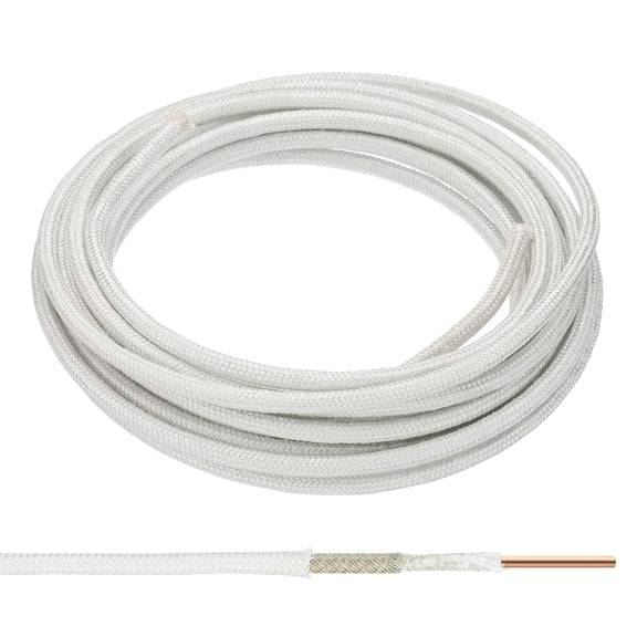 Uxcell 16.4Ft 13AWG Mica Glass Fiber Solid Electric Wire, White