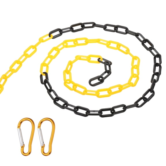 Uxcell 16.4Ft Plastic Safety Barrier Chain 2 Magnetic Hooks, Black Yellow