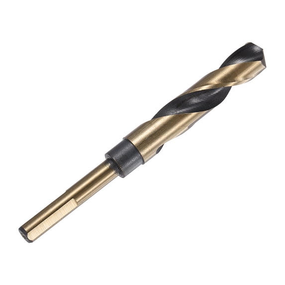 Uxcell 16.5mm Reduced Shank Twist Drill Bit,10mm (3/8") Shank HSS 4341 Black Nitride & Gold Titanium Coated - for Metal Wood Plastic