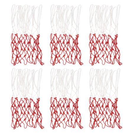Uxcell 16.9" 3.5mm PP Basketball Hoop Rim Net Replacement for Indoor Outdoor, White Red 6 Pack