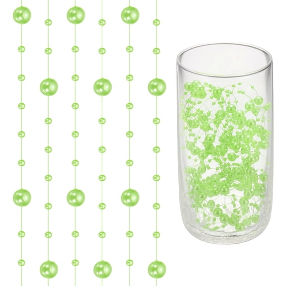 Uxcell 16 Feet Artificial Pearl String, Faux Pearl Beads Fishing Line String Beads Chain Vases Filler for Floating Candle Wedding Centerpiece Party Decoration, Green