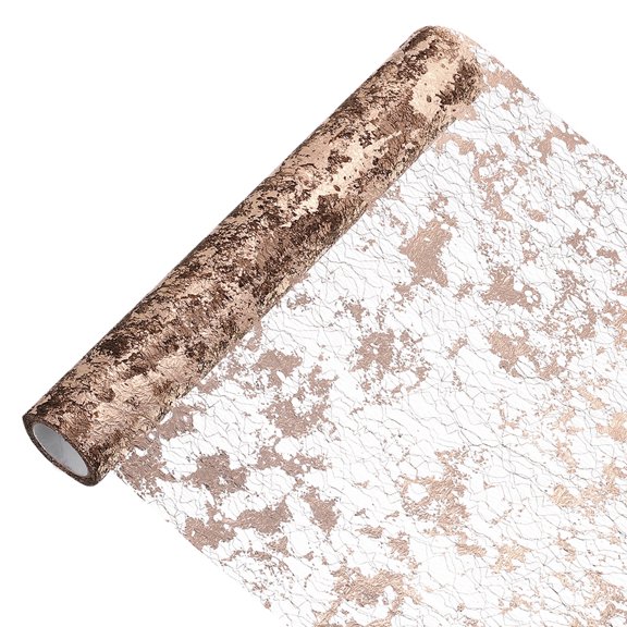 Uxcell Table Runner Sequin Foil Thin Mesh Metallic Table Runner Coffee Rose Gold 16 Feet