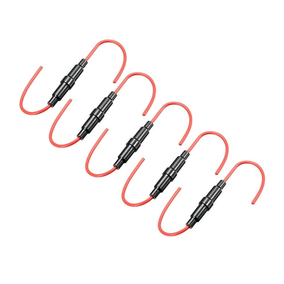 Uxcell 16 Gauge 0.24'' x1.18'' Inline Screw Type Fuse Holder Plastic Red 5pcs