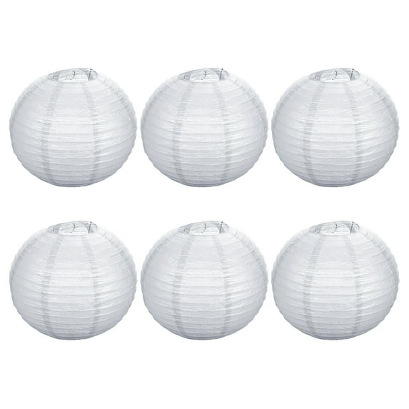 Uxcell 16 Inch Folding Hanging Wedding Home Party Paper Lanterns Silver 6 Pack