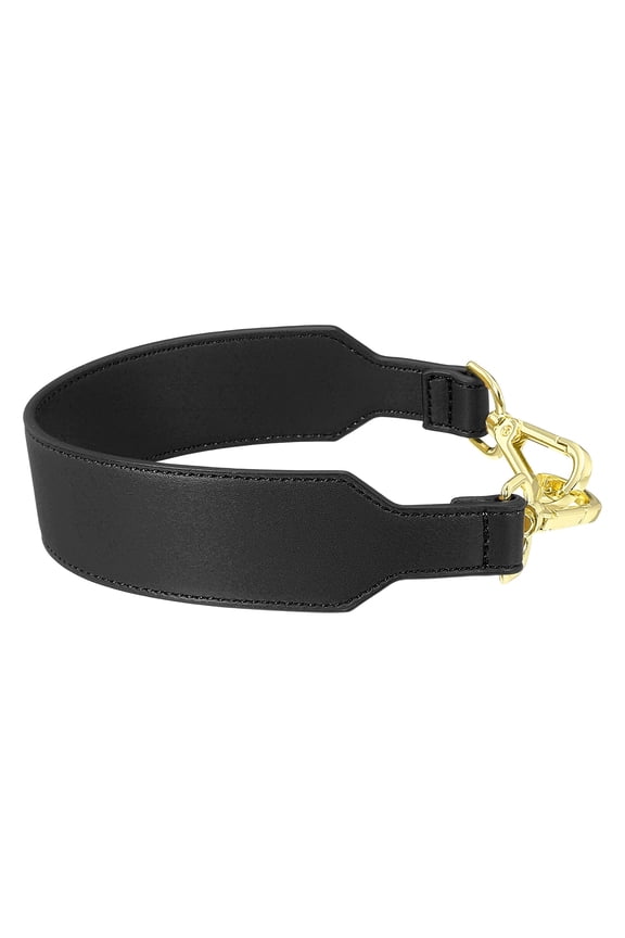 16 Inch Leather Purse Strap, Plain Pattern Short Leather Handbag Strap Replacement with Light Gold Buckle for Women DIY Handbags Underarm Bags Shoulder Bags, Black