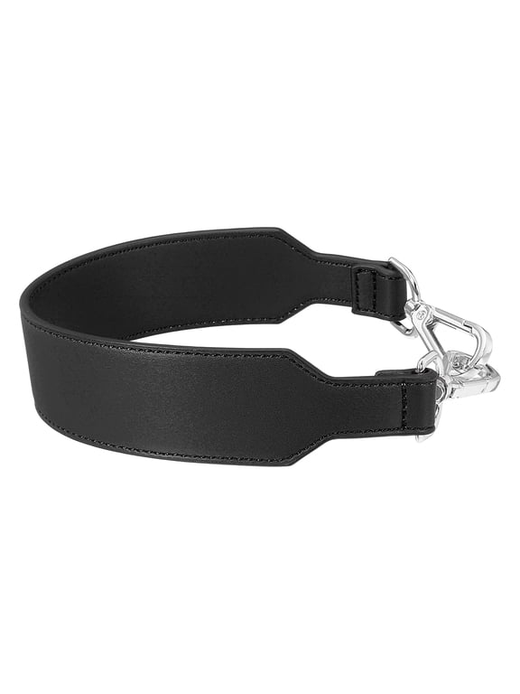 16 Inch Leather Purse Strap, Plain Pattern Short Leather Handbag Strap Replacement with Silver Buckle for Women DIY Handbags Underarm Bags Shoulder Bags, Black