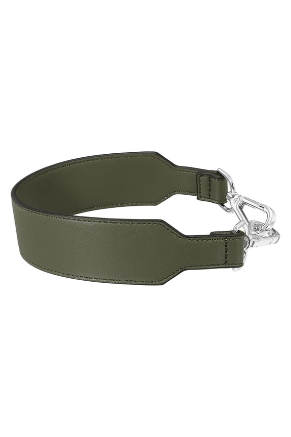 16 Inch Leather Purse Strap, Plain Pattern Short Leather Handbag Strap Replacement with Silver Buckle for Women DIY Handbags Underarm Bags Shoulder Bags, Dark Green