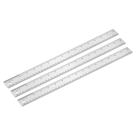 Uxcell 16 Inch Stainless Steel Straight Ruler, 3 Pcs Cork Backing Non Skid Metal Ruler Metric Measuring Tools for Office