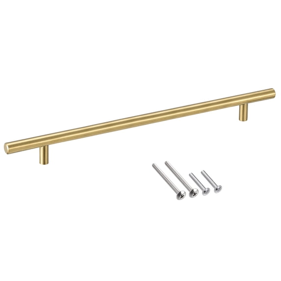 Uxcell 16" Length 10" Hole Center Stainless Steel T Bar Pull Handle 12mm Diameter, Gold Tone