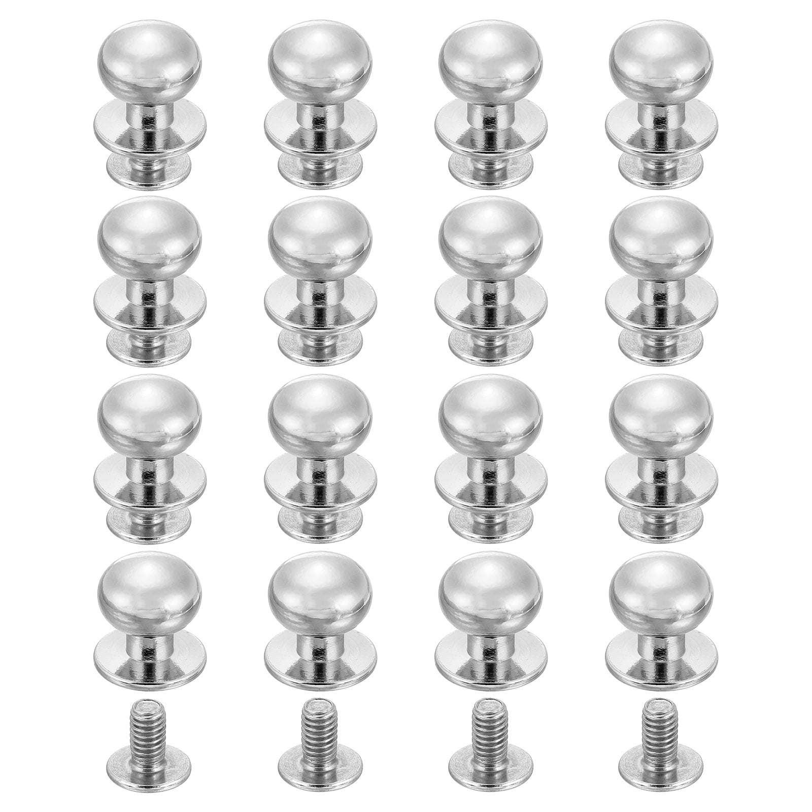 Uxcell 16 Pack Ball Head Stud Screw Back 12mm Round Head Button Nipple ...