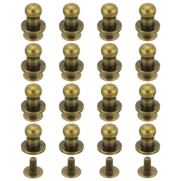 Uxcell 16 Pack Ball Head Stud Screw Back 5mm Round Head Button Nipple Leather Rivets for DIY Leather Craft Handbag Shoes Belt Repair, Bronze