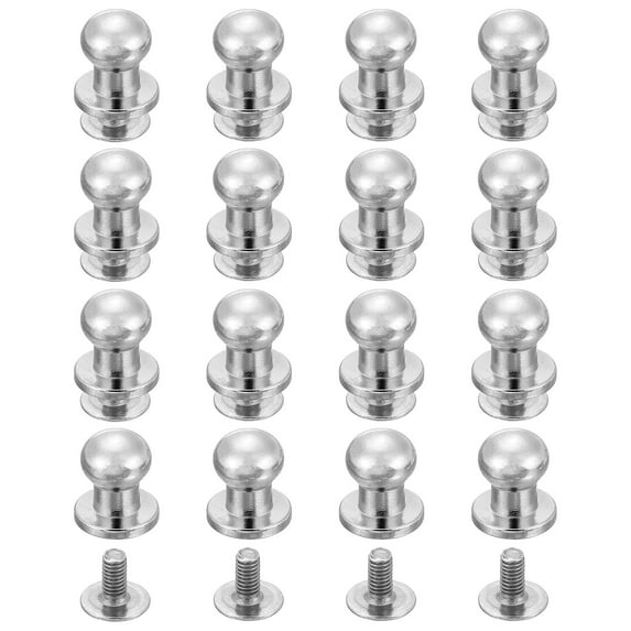 Uxcell 16 Pack Ball Head Stud Screw Back 6mm Round Head Button Nipple Leather Rivets for DIY Leather Craft Handbag Shoes Belt Repair, Silver