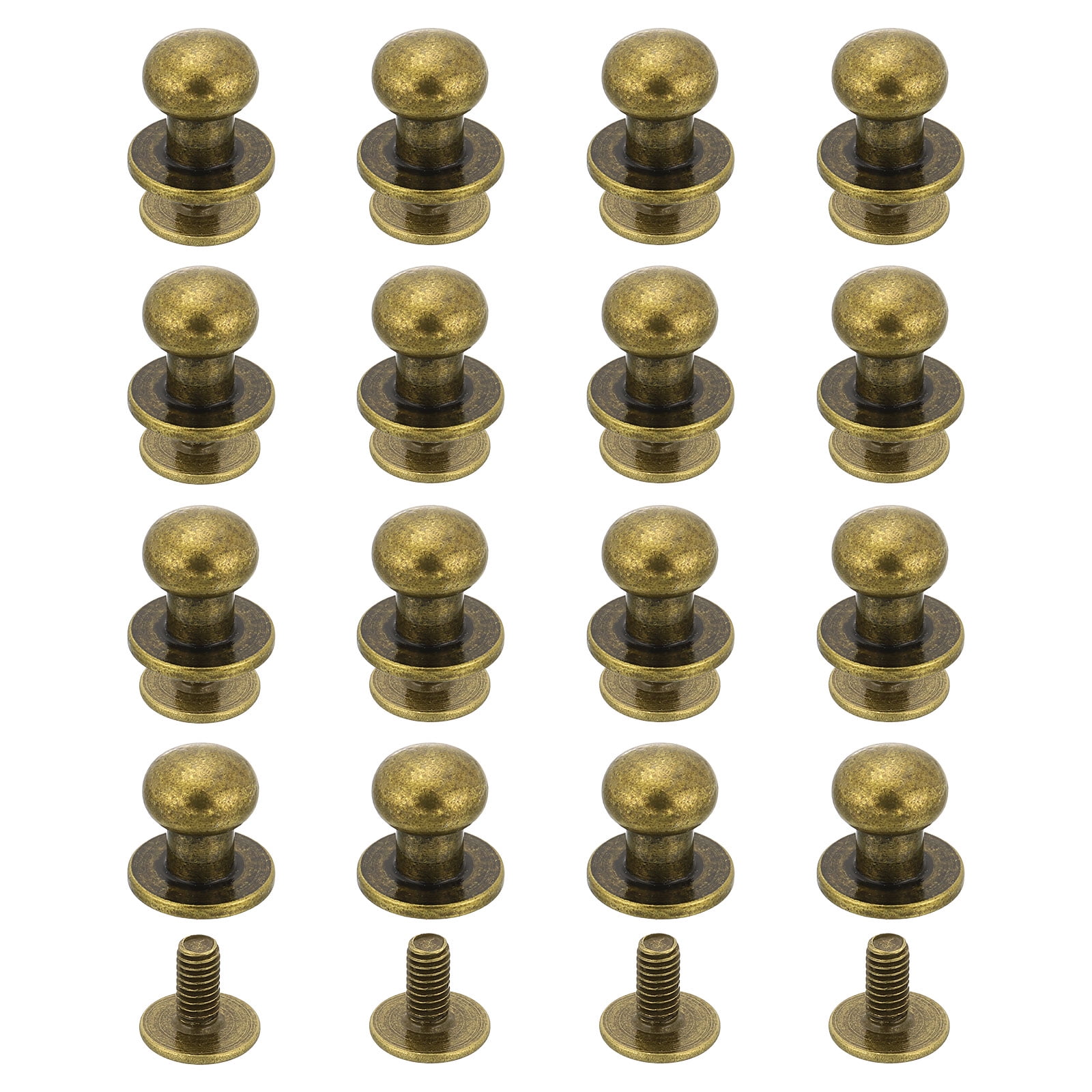 Uxcell 16 Pack Ball Head Stud Screw Back 7mm Round Head Button Nipple ...