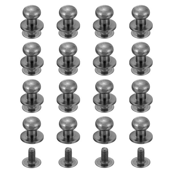 Uxcell 16 Pack Ball Head Stud Screw Back 7mm Round Head Button Nipple Leather Rivets for DIY Leather Craft Handbag Shoes Belt Repair, Metallic Black
