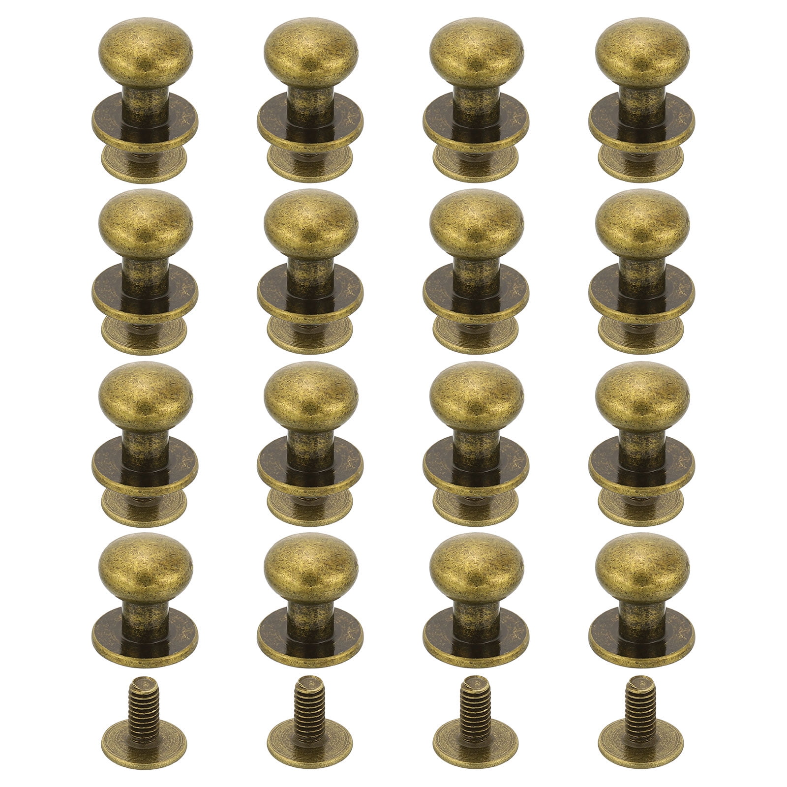 Uxcell 16 Pack Ball Head Stud Screw Back 8mm Round Head Button Nipple ...