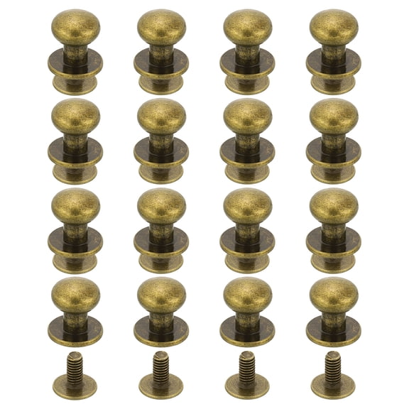 Uxcell 16 Pack Ball Head Stud Screw Back 8mm Round Head Button Nipple Leather Rivets for DIY Leather Craft Handbag Shoes Belt Repair, Bronze
