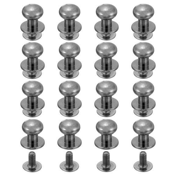 Uxcell 16 Pack Ball Head Stud Screw Back 8mm Round Head Button Nipple Leather Rivets for DIY Leather Craft Handbag Shoes Belt Repair, Metallic Black