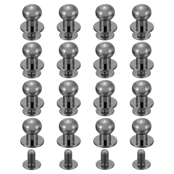 Uxcell 16 Pack Ball Head Stud Screw Back 9mm Round Head Button Nipple Leather Rivets for DIY Leather Craft Handbag Shoes Belt Repair, Metallic Black