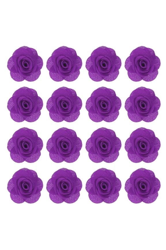 16-Pack Camellia Flower Lapel Pin for Men Suit, Brooch Pins Handmade Boutonnieres for Men Women Suit [Deep Purple]