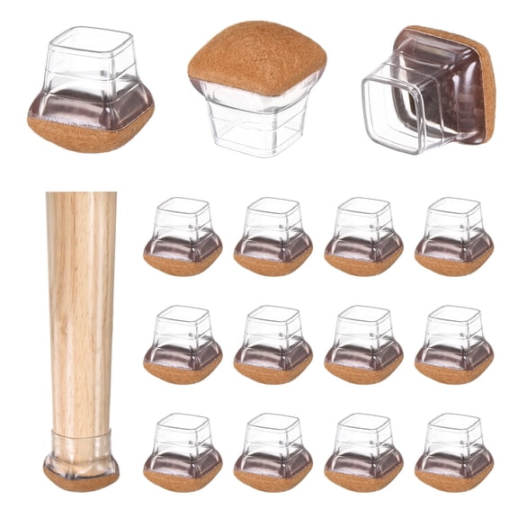 Uxcell 16 Pack Chair Leg Floor Protectors Fit for 0.78"-1" Silicone Cups Square Felt Furniture Pads for Hardwood Floors