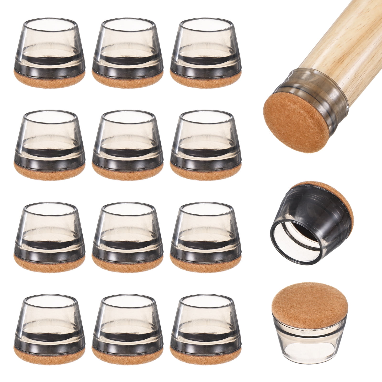 24-Pack Chair Leg Floor Protectors, 1.1-1.45 Inch Felt Cups [Transparent Brown] | UK - View #4