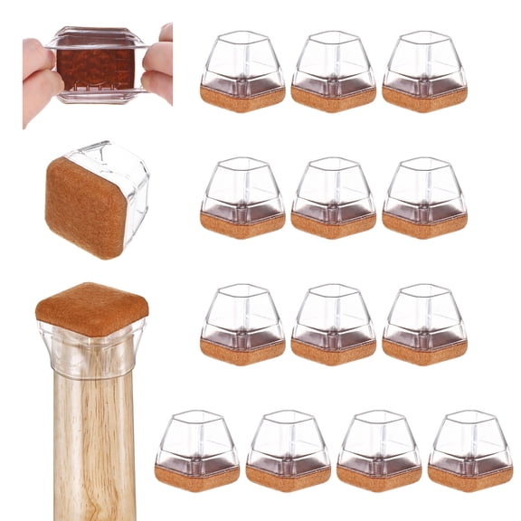Uxcell 16-Pack Chair Leg Floor Protectors, Fit 0.67-0.86" Silicone Pads with Felt Pads Furniture Leg Covers for Hardwood Floors