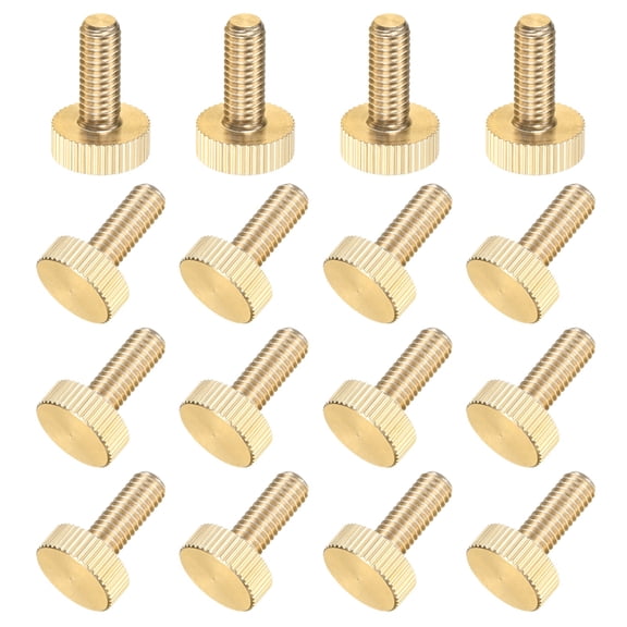 Uxcell 16-Pack Knurled Thumb Screws, M6x16mm Solid Brass Flat Head Knurled Head Bolts Fasteners for PC /Electronic/Mechanical