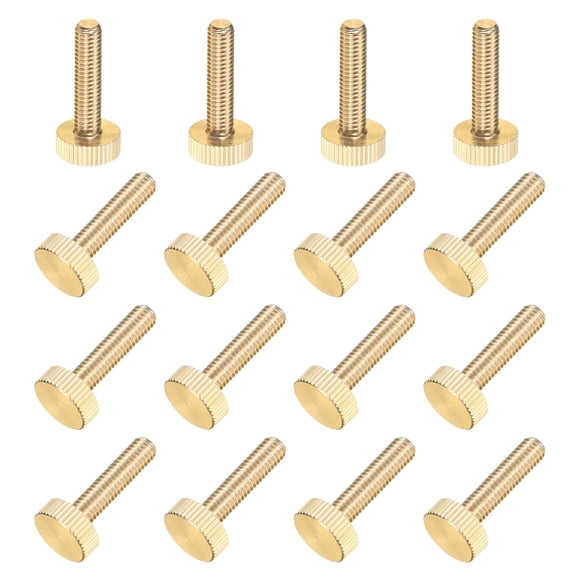 Uxcell 16-Pack Knurled Thumb Screws, M6x25mm Solid Brass Flat Head Knurled Head Bolts Fasteners for PC /Electronic/Mechanical