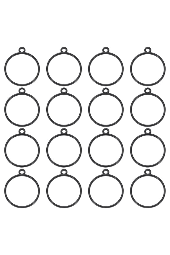16 Pack Open Bezel, Round Resin Bezels Pendants Open Back Bezel, Black