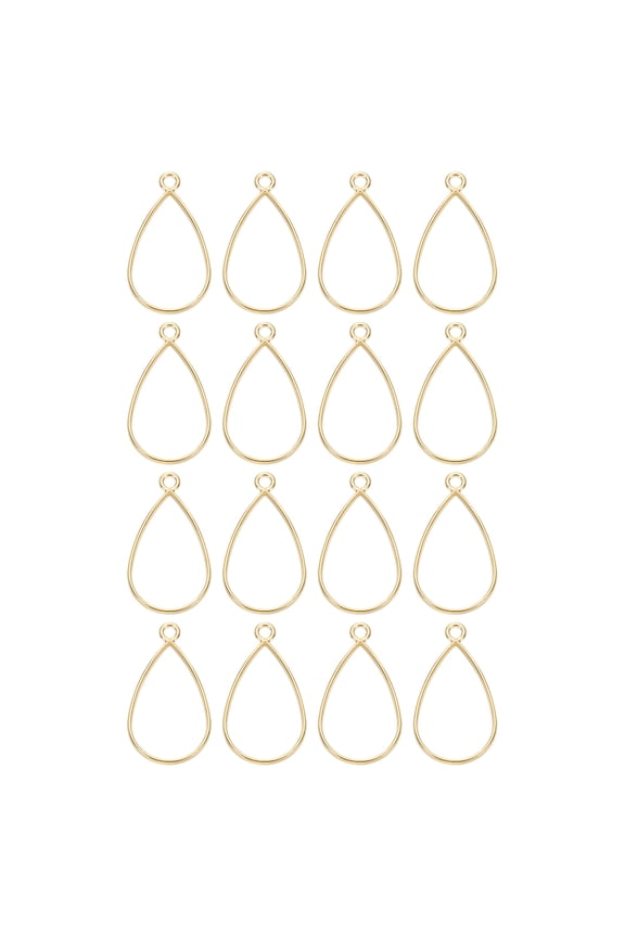 16 Pack Open Bezel, Teardrop Resin Bezels Pendants Open Back Bezel, Gold