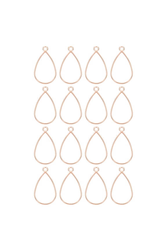 16 Pack Open Bezel, Teardrop Resin Bezels Pendants Open Back Bezel, Rose Gold