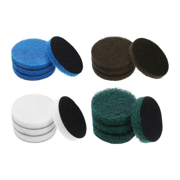 Uxcell 16 Pcs 2.6 Inch Nylon Hoop Scrubbing Pad 120/240 Grits Scrubber Scouring Pads Hoop and Loop Surface Conditioning Drill Scuffing Disc, Green/Brown/Blue/White
