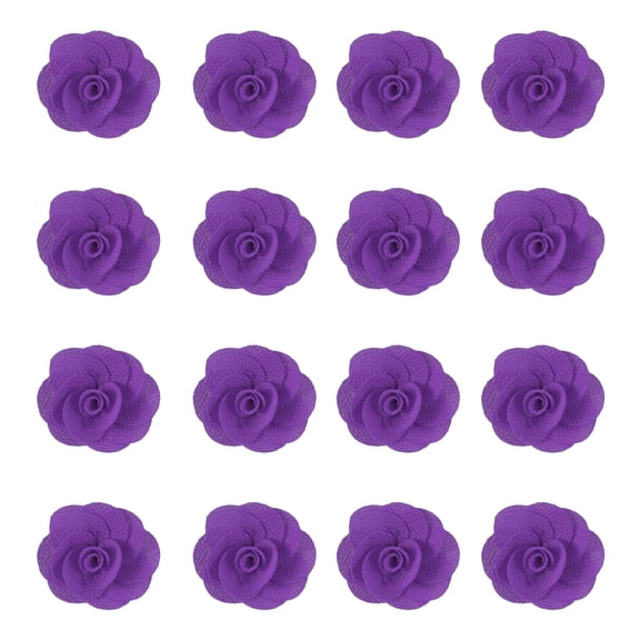 Uxcell 16 Pcs Fabric Roses, 2 Inch Lapel Pin for Men Satin Rose Artificial Flowers for DIY Crafting Accessories Sewing Wrapping Wedding Gift Decoration, Purple