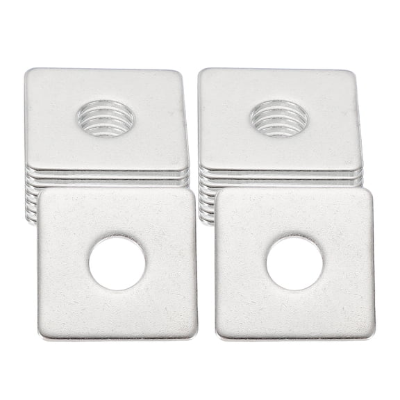 Uxcell 16 Pcs Flat Square Plate Washer, 8MM ID x 25MM OD x 1.5MM Thick 304 Stainless Steel Flat Pad Spacer Gasket for Bolts Factories Bathroom Repair Shops Construction, Silver