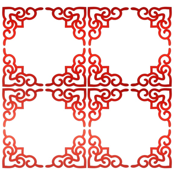 Uxcell 16 Pcs Hollow Mirror Wall Stickers, Acrylic Corner Decor Stickers Self Adhesive Mirror Stickers for Bathroom Living Room Bedroom Ceiling Office Decal (Wine Red, 3.9 x 3.9")