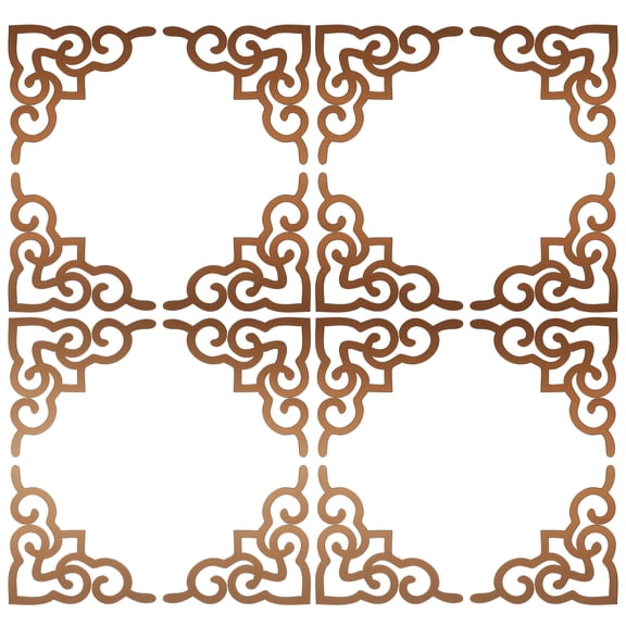 Uxcell 16 Pcs Hollow Mirror Wall Stickers, Acrylic Corner Decor Stickers Self Adhesive Mirror Stickers for Bathroom Living Room Bedroom Ceiling Office Decal (Tan, 3.9 x 3.9")