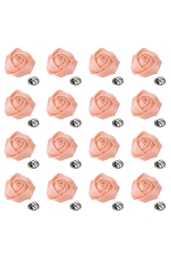 16 Pcs Lapel Flowers for Men Suits, 2 Inch Lapel Pin for Men Satin Rose Artificial Fabric Flowers Brooch Boutonnieres for Wedding Party Prom Ceremony, Light Pink