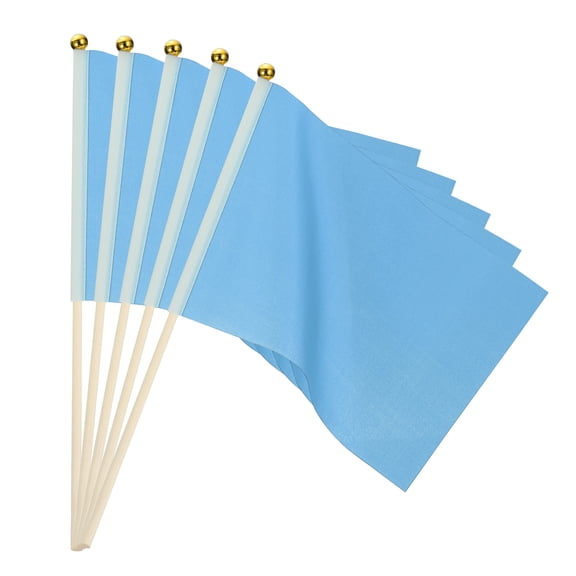 Uxcell 16 Pcs Light Blue Flags Game Solid Light Blue Flags Small Mini Flags on Stick