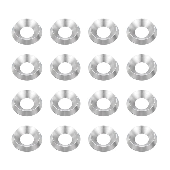 Uxcell 16 Pcs M6 Cone Cup Countersunk Washer, 2.8x15mm 304 Stainless Steel Counterbore Head Washers Gaskets Shim for Mechanical Accessories Parts, Silver